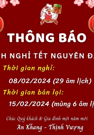 THÔNG BÁO LỊCH NGHỈ TẾT NGUYÊN ĐÁN 2024